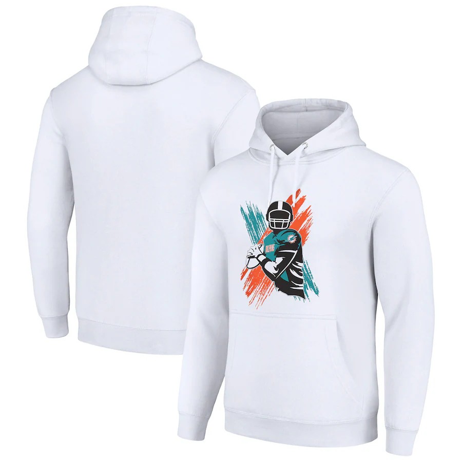 Men miami dolphins white 2024 NFL hoodie